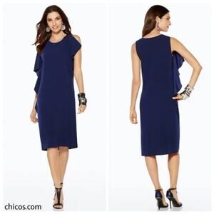 Chico's size 3 NWT Black Label Shift Dress in Midnight (Navy Blue)